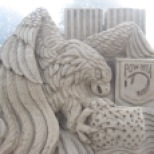 Sand Sculpture of Eagle and Flag